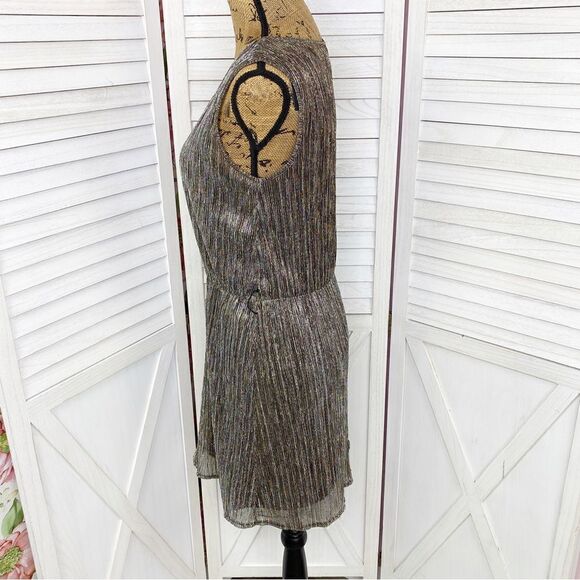 Rock and Republic Metallic Crinkle Shift Party Dress Silver Small - Picture 2 of 12